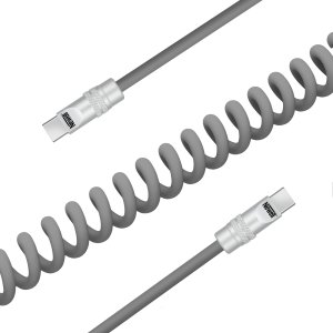 Newell NL4990 Kabel USB-C 100 W, 1,5 m silikonowy spiralny szary 7