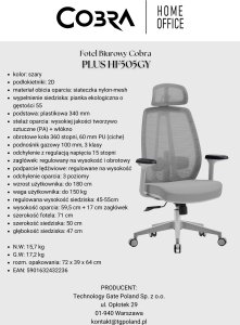 Krzesło biurowe Cobra Office Plus HF505GY Szare 7