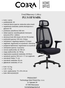 Krzesło biurowe Cobra Office Plus HF504BK Czarne 7