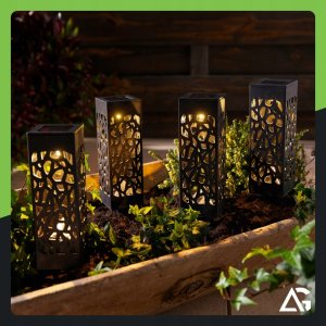 12x LAMPA SOLARNA AŻUROWA OGRODOWA WBIJANA LAMPKA LAMPION SOLARNY ZESTAW 4