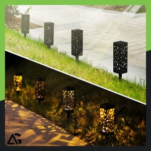12x LAMPA SOLARNA AŻUROWA OGRODOWA WBIJANA LAMPKA LAMPION SOLARNY ZESTAW 5
