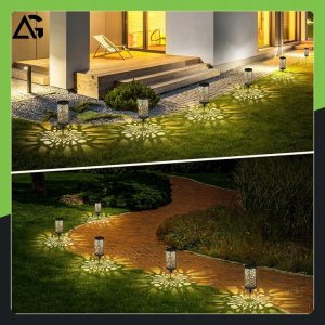 12x LAMPA SOLARNA AŻUROWA OGRODOWA WBIJANA LAMPKA LAMPION SOLARNY ZESTAW 6