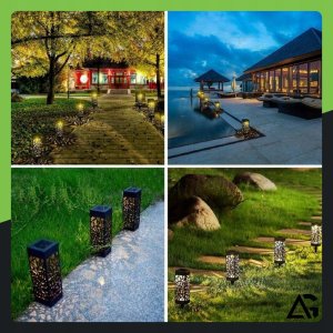 12x LAMPA SOLARNA AŻUROWA OGRODOWA WBIJANA LAMPKA LAMPION SOLARNY ZESTAW 7