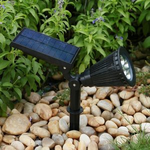 LAMPA SOLARNA LED WBIJANA OGRODOWA CZUJNIK ZMIERZCHU DO OGRODU REFLEKTOR 11