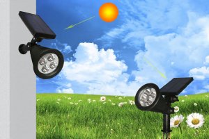 LAMPA SOLARNA LED WBIJANA OGRODOWA CZUJNIK ZMIERZCHU DO OGRODU REFLEKTOR 14