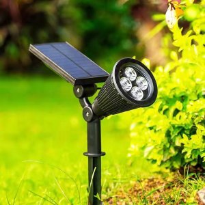 LAMPA SOLARNA LED WBIJANA OGRODOWA CZUJNIK ZMIERZCHU DO OGRODU REFLEKTOR 4