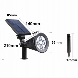 LAMPA SOLARNA LED WBIJANA OGRODOWA CZUJNIK ZMIERZCHU DO OGRODU REFLEKTOR 8