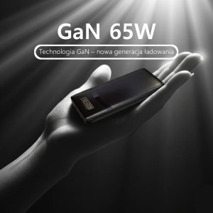 Ładowarka GaN 65W 1xUSB-C 1xUSB-A Czarna 2