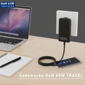 Ładowarka Eneron Szybka Ładowarka podróżna GaN Travel 65W 1xUSB-C 1xUSB-A SuperFast Charging biała 7