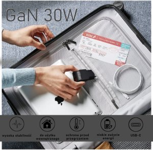 Ładowarka Eneron SZYBKA ŁADOWARKA SIECIOWA USB-C USB-A 30W GaN Slim DO TELEFONU/TABLETU 15