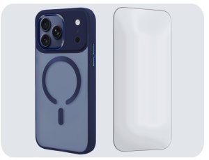 Hello Case Etui Do Magsafe do iPhone 17 Pro Max (Granatowy, Pancerne, Matowy) Szkło 5