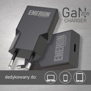 Ładowarka Eneron SZYBKA ŁADOWARKA SIECIOWA USB-C 20W GaN Slim czarna 10