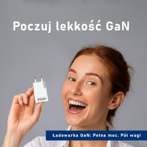 SZYBKA ŁADOWARKA SIECIOWA USB-C 20W GaN Slim DO TELEFONU/TABLETU BIAŁA 12