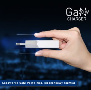 SZYBKA ŁADOWARKA SIECIOWA USB-C 20W GaN Slim DO TELEFONU/TABLETU BIAŁA 14