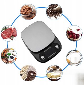 Waga kuchenna ARSA GO 0.1g TARA BATERIE GRAM UNCJA KARAT GRAM czarny 5 kg 5