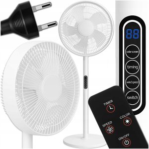 WENTYLATOR PODŁOGOWY WIATRAK STOJĄCY CICHY MOCNY 5 ŁOPATEK 8 TRYBÓW + PILOT 2