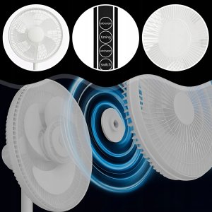 WENTYLATOR PODŁOGOWY WIATRAK STOJĄCY CICHY MOCNY 5 ŁOPATEK 8 TRYBÓW + PILOT 3