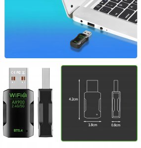KARTA SIECIOWA ADAPTER BLUETOOTH 5.4 WiFi 6 BT USB 900 MBPS WPA3 ODBIORNIK 7