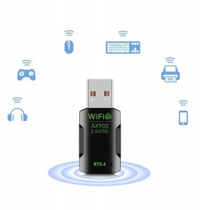KARTA SIECIOWA ADAPTER BLUETOOTH 5.4 WiFi 6 BT USB 900 MBPS WPA3 ODBIORNIK 10