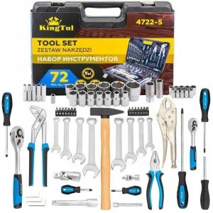 Zestaw narzędzi KingTul Zestaw narzędzi 72el. 1/4", 1/2" (6-kątnych) (4-32mm) 3