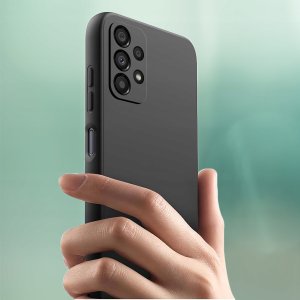 krainaGSM Etui do Samsung A13 4G | Matowy Czarny Silikon Slim + 2 SZTUKI SZKŁO 7