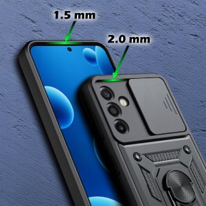 krainaGSM Etui Pancerne CZARNE SLIDE do Samsung S25 FE wzmocnione 3