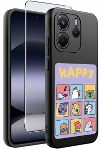 ETUI do Xiaomi Redmi Note 14 4G | WZORY | SILIKONOWE MATT CASE + SZKŁO 9H 2