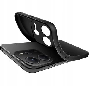 krainaGSM Etui Czarny Matowy Silikon Slim do Xiaomi Redmi Note 14 4G + SZKŁO 9H 5