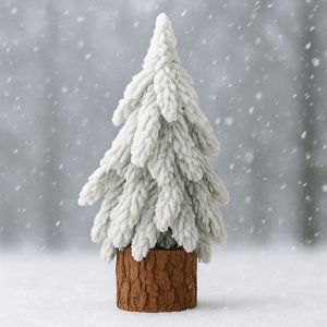 Lean Choinka ozdobna dekoracyjna sztuczna na pniu pokryta śniegiem 20 x 9 cm 4