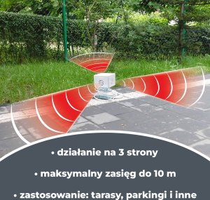Antykuna.pl Odstraszacz Cichy Light&Flash 3 strony działania, na parking / strych / balkon Hermetyczny, na stopce Zasilanie 230V 4