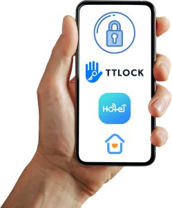 ZAMEK ELEKTRONICZNY KLAMKA DO DRZWI CZARNA NA KOD SZYFR ODCISK PALCA TTLOCK 6