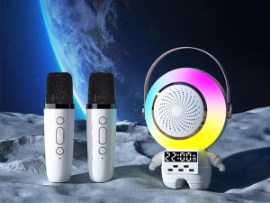 Bezprzewodowy przenośny zestaw do karaoke głośnik bluetooth + 2x mikrofon 8