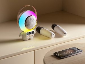 Bezprzewodowy przenośny zestaw do karaoke głośnik bluetooth + 2x mikrofon 10