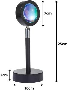 Projektor lampka zachód wschód imitacja słońca metalowa led rgb usb + pilot 3