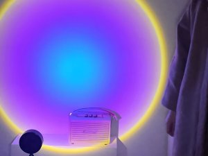 Projektor lampka zachód wschód imitacja słońca metalowa led rgb usb + pilot 8
