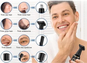 Trymer do nosa uszu depilator włosów golarka brwi 3w1 led 7