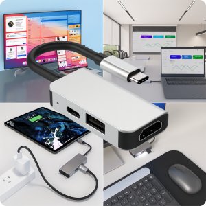 ADAPTER USB C HUB MACBOOK AIR PRO M1 M2 M3 M4 HDMI USB 3W1 STACJA DOKUJĄCA 2