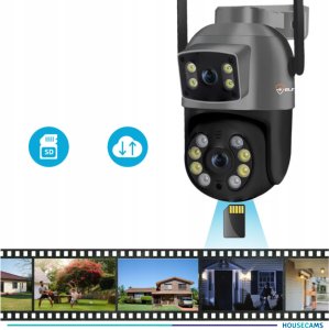 Podwójna Kamera WIFI IP Zewnętrzna Obrotowa ULTRA HD Detekcja 8MPX MIKROFON 9