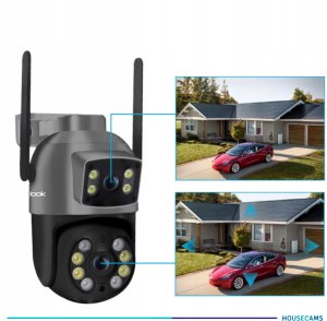 Podwójna Kamera WIFI IP Zewnętrzna Obrotowa ULTRA HD Detekcja 8MPX MIKROFON 10