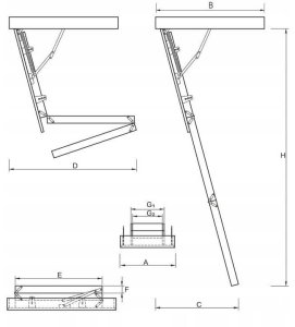 Drzwi Przesuwne Schody Strychowe NORDIC 86mm 120x70 0,44W CIEPŁE H305 cm + uszczelka 14