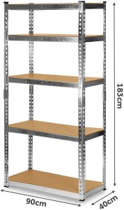 Humberg Regał metalowy magazynowy 183 x 90 x 40 cm HR-853 srebrny 6