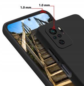 krainaGSM Etui Czarny Matowy Silikon Slim do Xiaomi Redmi Note 10 | 10s + SZKŁO 9H 4