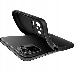 krainaGSM Etui Czarny Matowy Silikon Slim do Xiaomi Redmi Note 10 | 10s + SZKŁO 9H 5