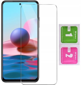 krainaGSM Etui Czarny Matowy Silikon Slim do Xiaomi Redmi Note 10 | 10s + SZKŁO 9H 9