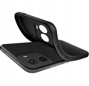 krainaGSM Etui Czarny Matowy Silikon Slim do Motorola E15 | G05 + SZKŁO 9H 5