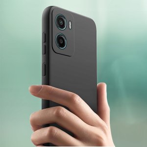 krainaGSM Etui Czarny Matowy Silikon Slim do Motorola E15 | G05 + SZKŁO 9H 7