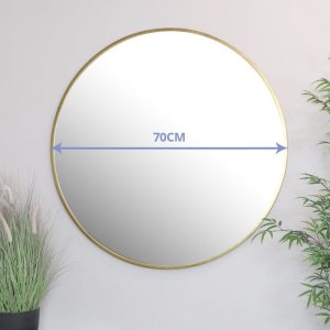Leobert Lustro okrągłe 70 cm złoty metalowy ramy nowoczesny ścienny 4