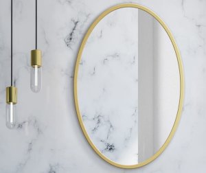 Leobert Lustro okrągłe 70 cm złoty metalowy ramy nowoczesny ścienny 5