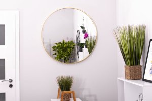 Leobert Lustro okrągłe 70 cm złoty metalowy ramy nowoczesny ścienny 8
