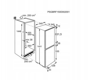 Lodówka Electrolux 144cm wbudowana lodówka z zamrażarką LNS5LD14S 2